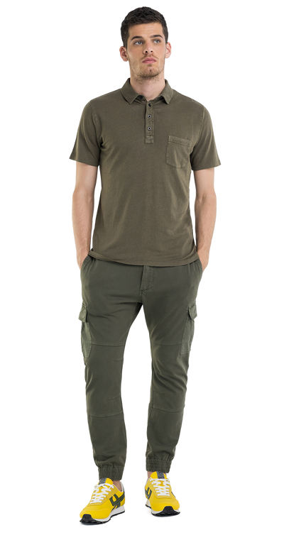 REPLAY ESSENTIAL LINEN AND VISCOSE POLO SHIRT