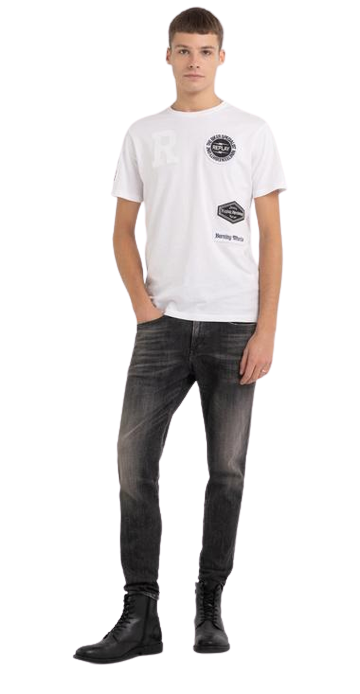 T-Shirt With Prints And Biker Patch