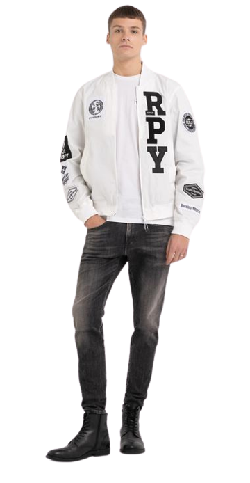 Full Zipper Bomber Jacket With Appliques