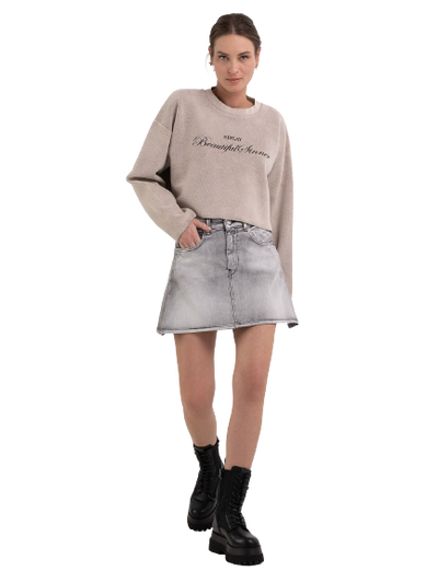 Cropped Sweatshirt With Brushed Effect