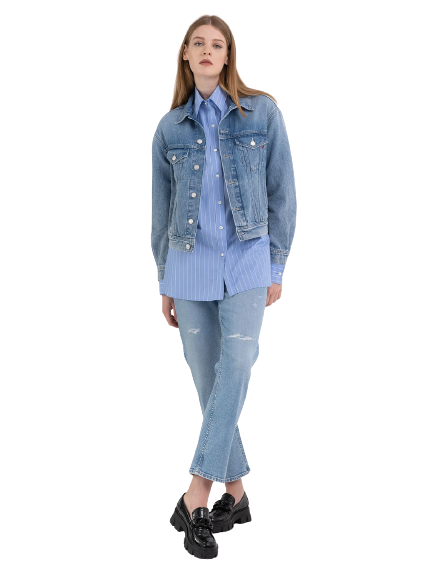 Oversized jeans jacket womens best sale