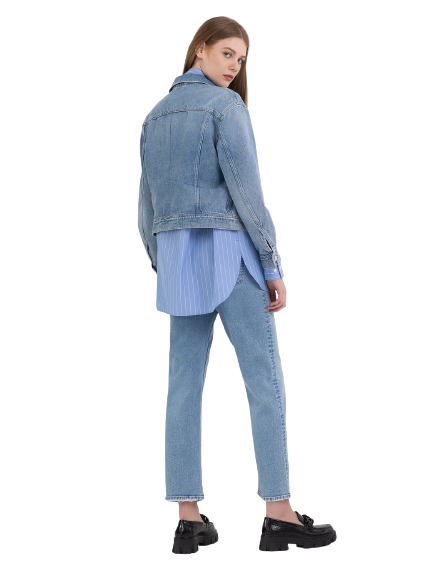 Oversized blue online denim jacket