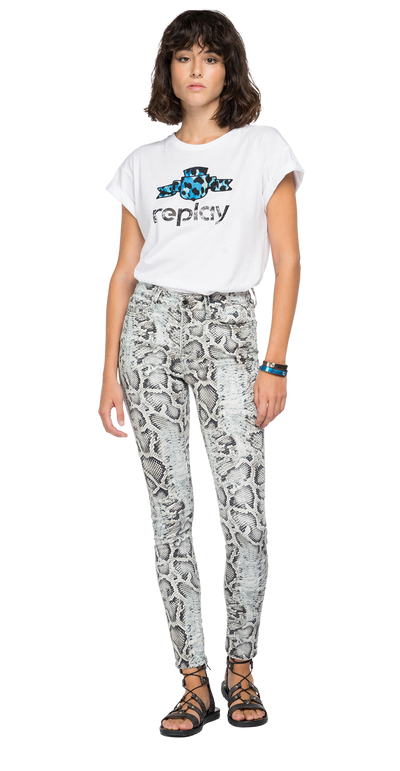 JERSEY T-SHIRT WITH REPLAY PRINT