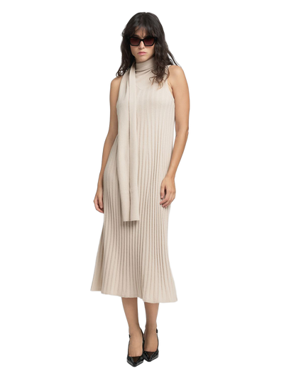 Scarf Neck Midi Dress