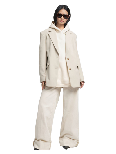 Long Wool-Blend Twill Blazer