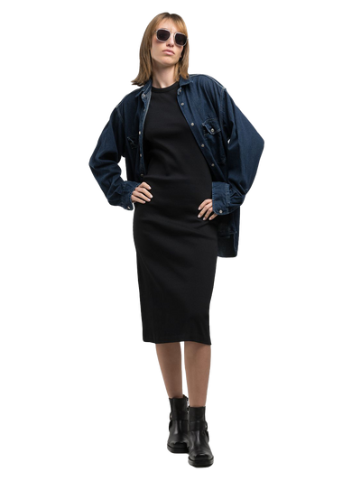 STRETCH COTTON MIDI DRESS