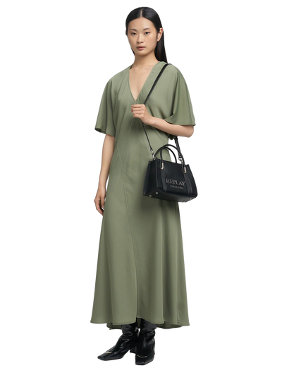 Poly Satin Midi Dress