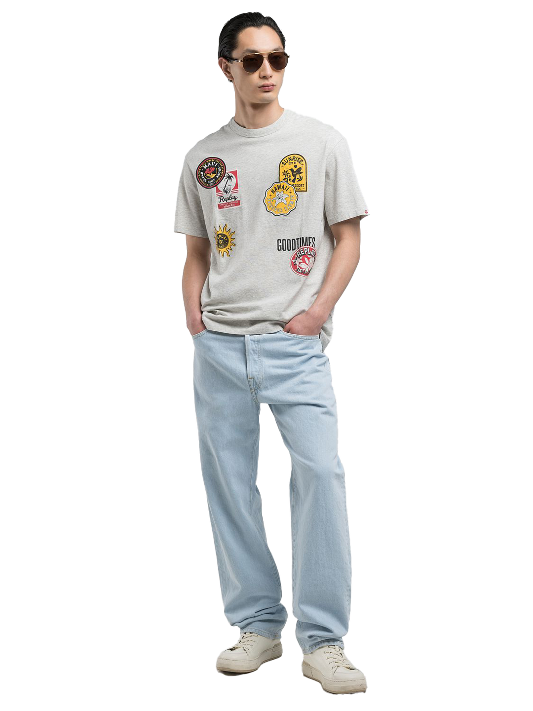 T-SHIRT WITH PATCH-EFFECT PRINT – Replay Jeans UAE T-SHIRT WITH PATCH-EFFECT PRINT – Replay Jeans UAE