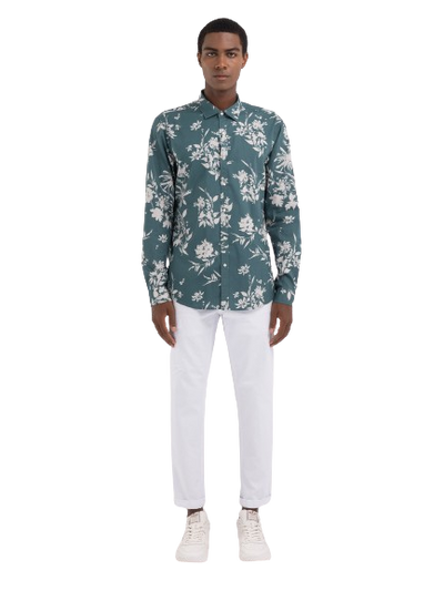 Shirt In Muslin Cotton With Floral Print 