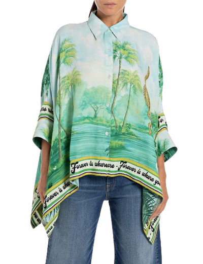W All Over Printed Viscose Twill Shirt