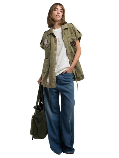 TWILL SHIRT WITH DRAWSTRING