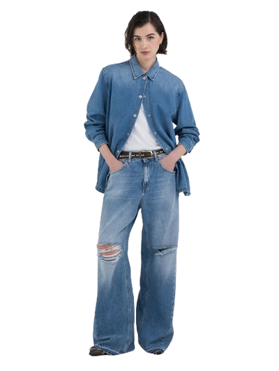 Oversized Cotton Denim And Tencel Shirt