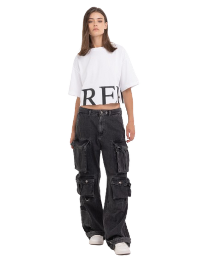 W Cropped T-Shirt With Print