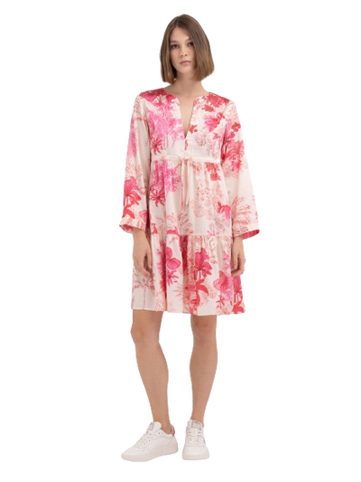 W Short Frilled Dress With Exotic Print
