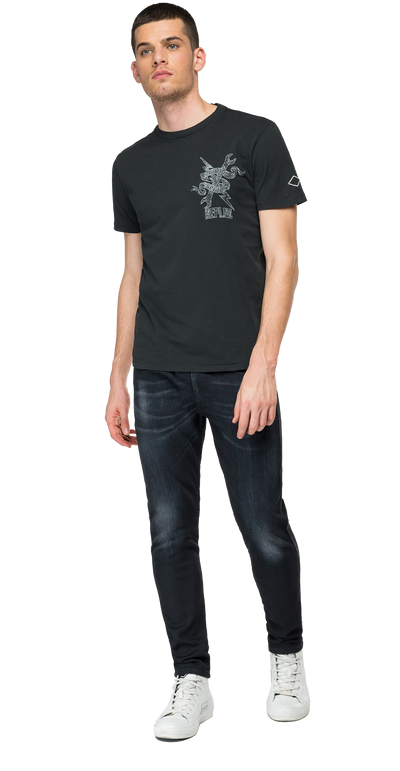 Crewneck-Jersey-T-Shirt-With-Replay-Print-Blackboard-M3384B.000.22662G-099