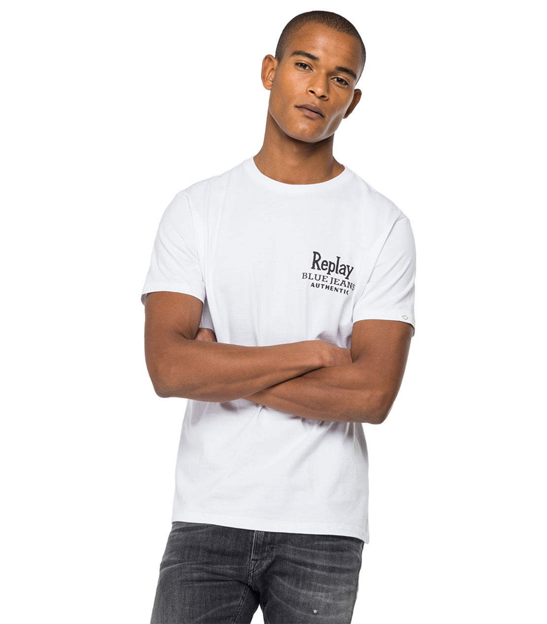 Replay Blue Jeans Organic Cotton T Shirt Chalk M3392 .000.23046P