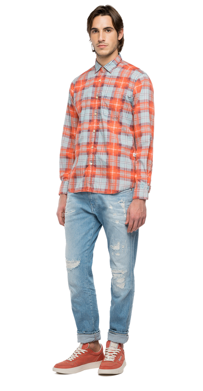 SLUB COTTON CHECKED SHIRT