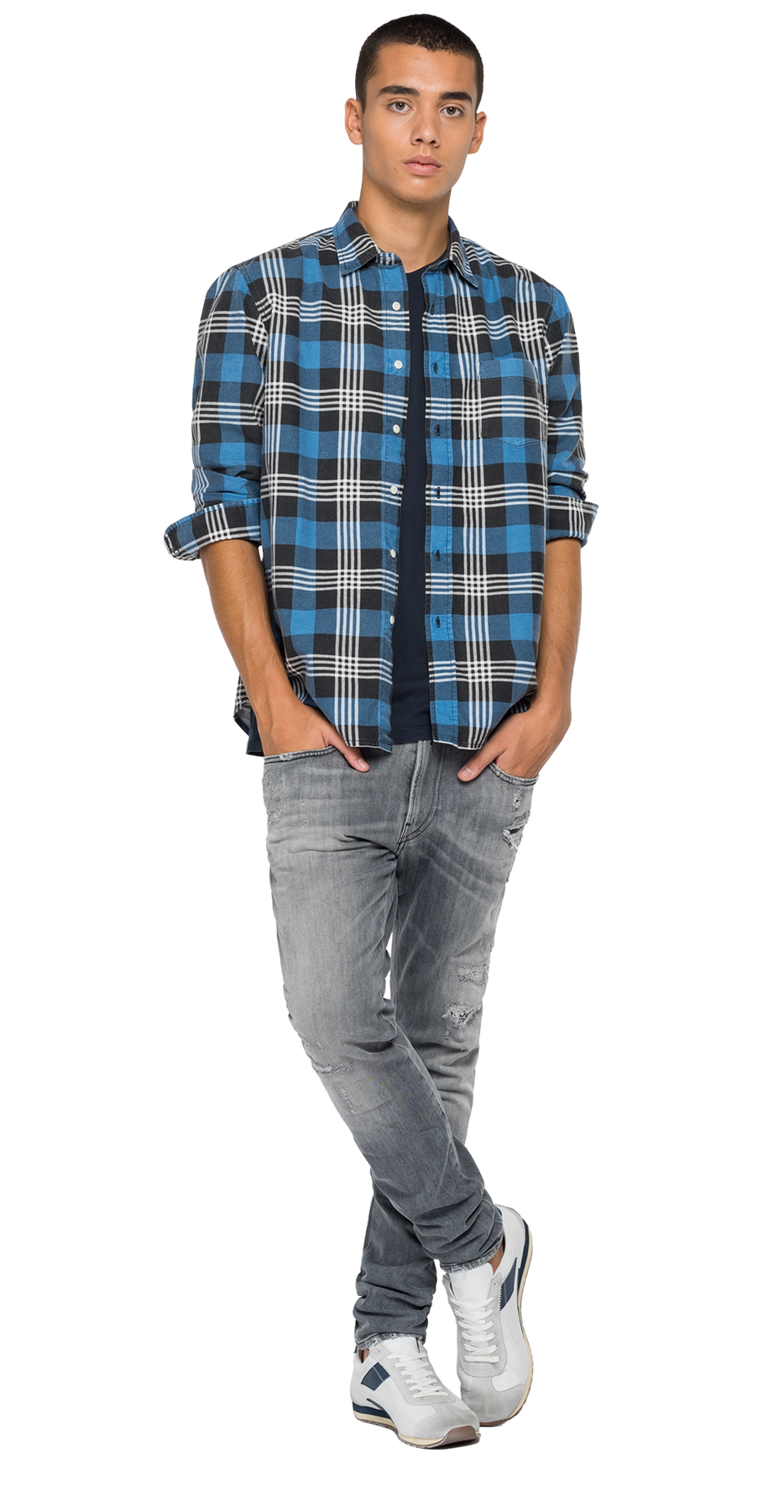 Check shirt deals jeans