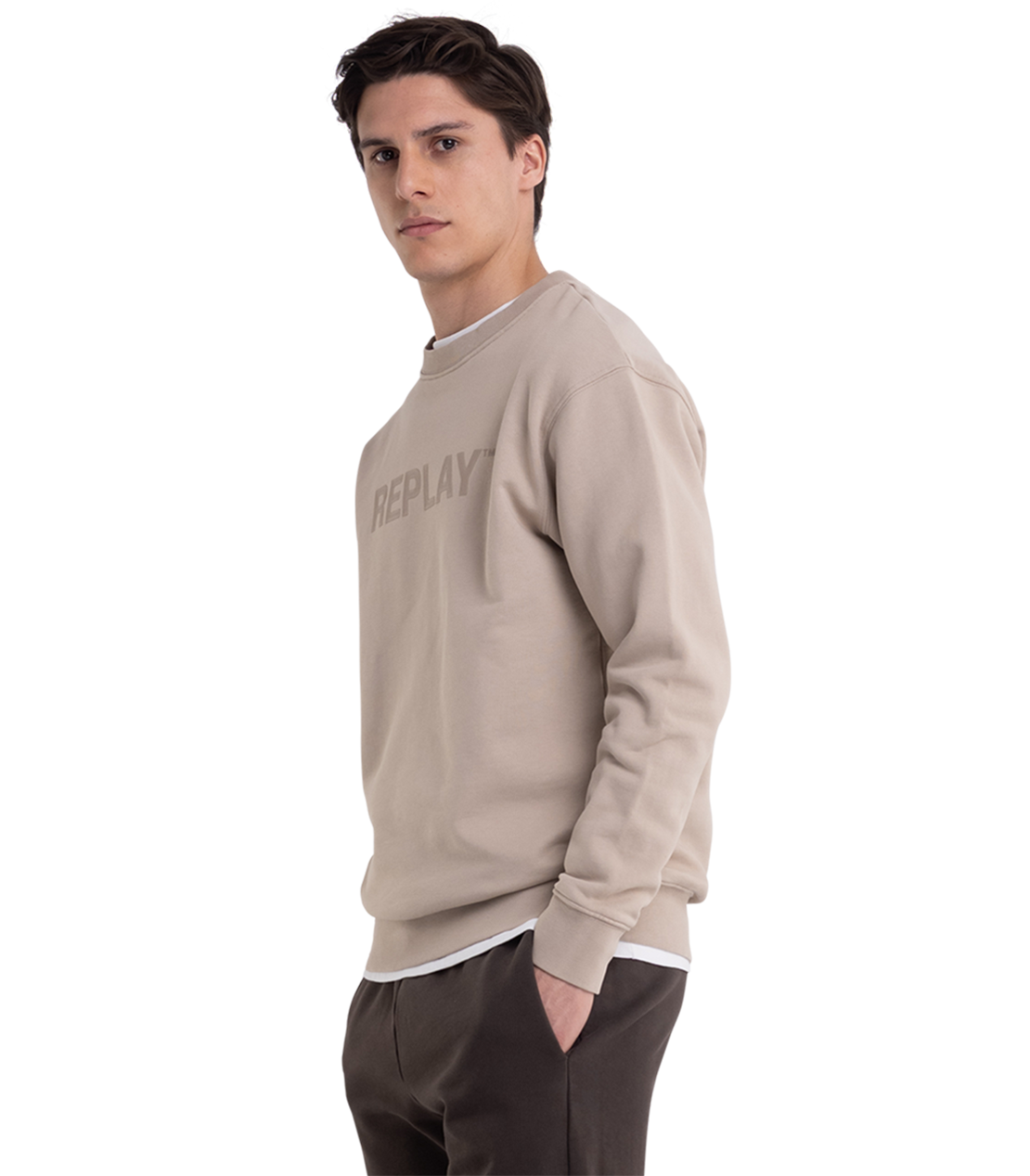 Organic Cotton Crewneck Sweatshirt With Print Replay Jeans UAE