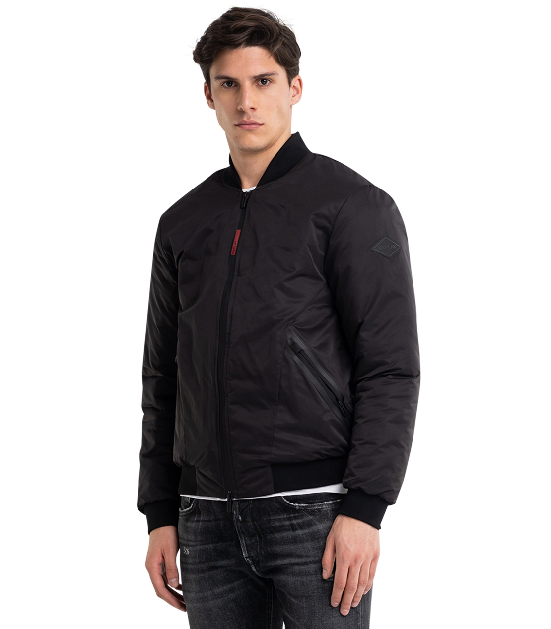 Nylon Bomber Jacket With Zipper Replay Jeans UAE