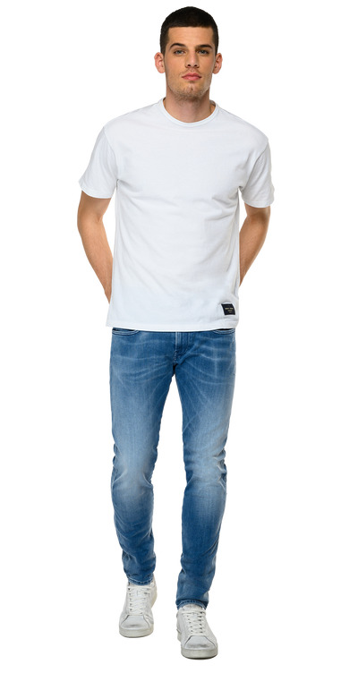 SLIM FIT HYPERFLEX RE-USED WHITE SHADES ANBASS JEANS