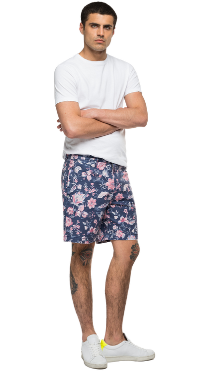 Bermuda-Shorts-In-Floral-Cotton-Blue/Rose-Flowers-M9755-.000.72312-010