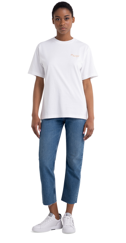 Denim and white t sales shirt
