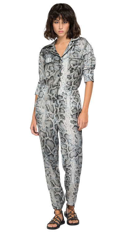 PYTHON-PRINT TROUSERS IN VISCOSE SATIN