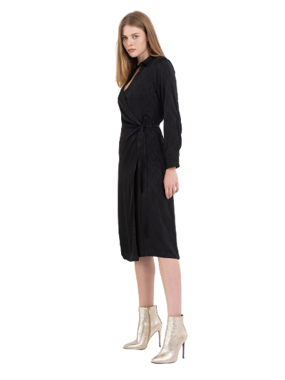 Long Shirt-Dress In Viscose Satin