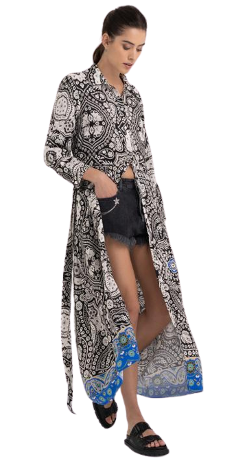 Viscose Shirt-Dress With Batik Print