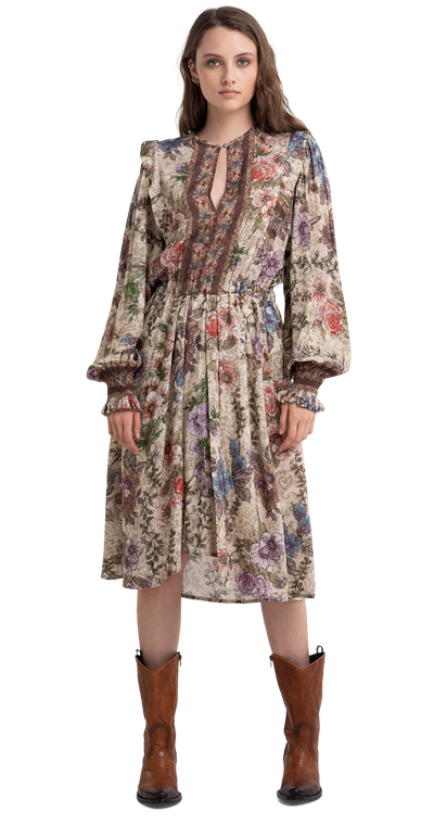 FLORAL DRESS WITH LUREX